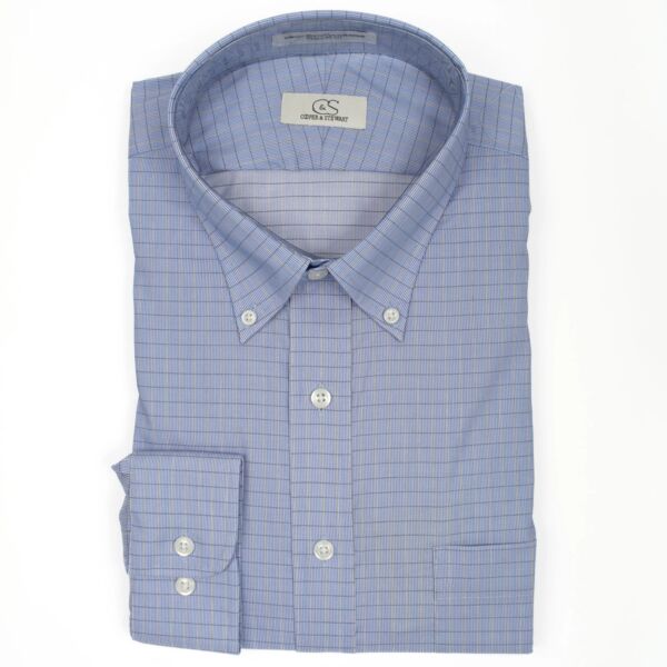Blue Small Check Button Down Collar Thumbnail