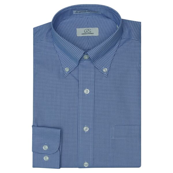 Blue Double Line Check Button Down Collar Thumbnail